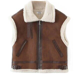 Shearling Oversized Faux Leather Vest.